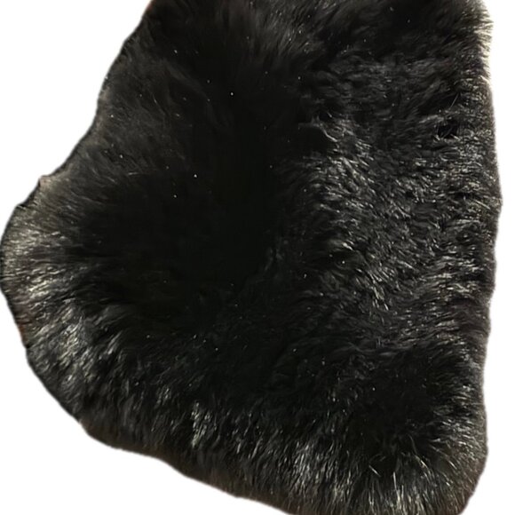 Calvin Klein Stylish Black Leather Jacket Short Coat Fur Collar Womens Small - Picture 11 of 14